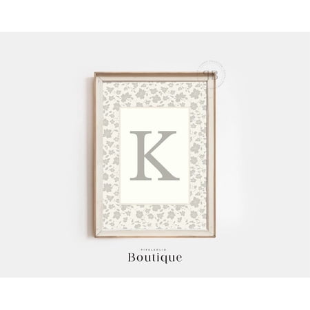Elegant Floral Monogram Letter K Print Baby Gift Nursery Art UNFRAMED PAPER POSTER