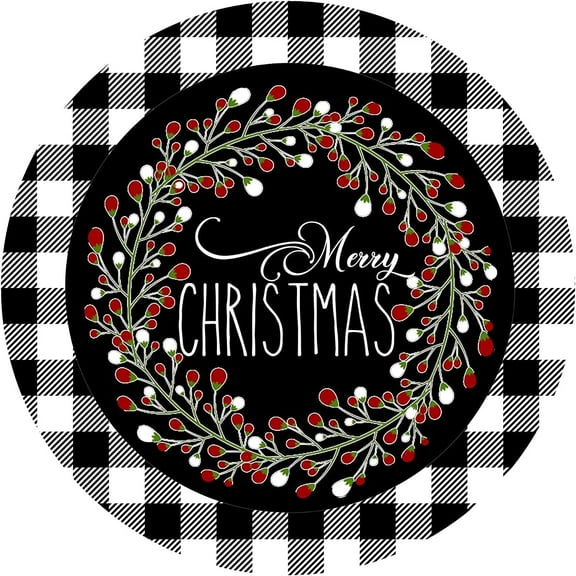 Christmas Round Metal Sign - Wreath Santa Claus Merry Christmas Seasonal Holiday Gift Farmhouse Christmas Decor Vintage Retro Poster For Cafe Bar Home Wall Decor Art Winter Decoration Plaque 8"x8"
