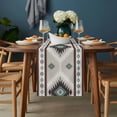 thumbnail image 2 of Turquoise Gray Boho Table Runner - 48 Inch Long, Kitchen Dining Table Runner Dresser Scarves, Southwestern Ethnic Geometric Farmhouse Decor for Coffee Tables Wedding Party Banquet, 2 of 8