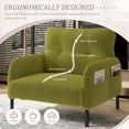 thumbnail image 4 of MOONMISS Corduroy Upholstered Comfortable Single Wood Frame Armchair for Living room and Bedroom-Olive Green, 4 of 6