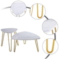 thumbnail image 2 of JINS&VICO Marble Iron Feet Coffee Table Side 2 Sets White the big one 31.89 x 31.89 x 16.93 inch and the other 20.08 x 20.08 x 22.83 inch, 2 of 7