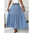 thumbnail image 4 of TEMOFON Womens Maxi Skirt Tiny Floral Casual Elastic Waist Ruffled Hem Ladies Summer A-Line Long Skirts, 4 of 7