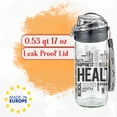 thumbnail image 6 of Decorated glass water bottle with lid, Motivational Workout Water flask with wide mouth, Cute leak-proof water bottles for school kids, Large Reusable glass for juice, 17 oz, 6 of 8