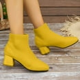 thumbnail image 6 of Caqnni Womens Shoes , Women's Boots Girls Short Bootie Cowboy Motorcycle Leather Shoes Ankle Boots Fall Winter Ankle Boots (6.5,Yellow), 6 of 6