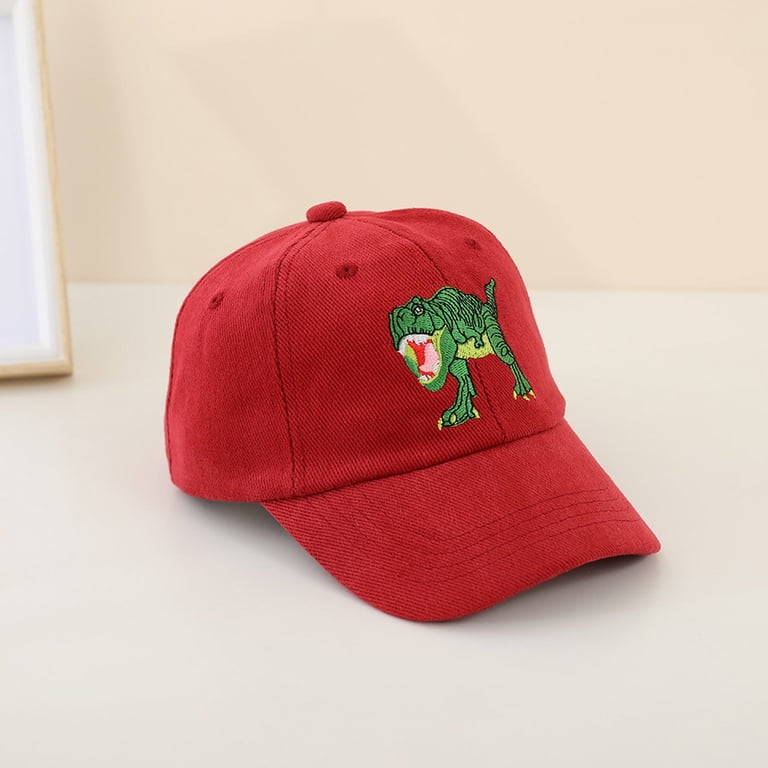 Red Baseball Cap with Dinosaur Embroidery Dalix Fossil Embroidered Dinosaur T Rex Cotton Dad Hat  main image 4