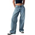 thumbnail image 1 of Pantalones vaqueros de pierna ancha for mujer, de talle bajo, holgados, pierna recta, pantalones de mezclilla for novio, pantalones vaqueros sueltos casuales, estilo niña Y2K, 1 of 4