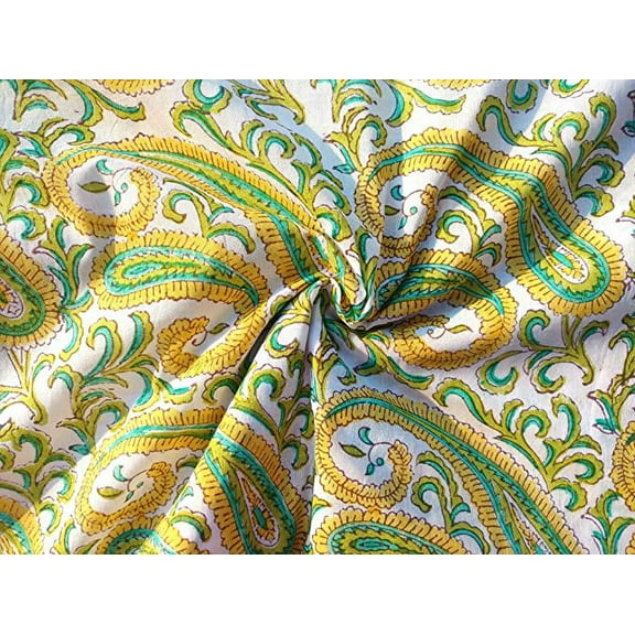 Rastogi Handicrafts Pure Cotton Hand Block Printed Fabric 3 Yard in Size (Fabric-3)