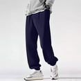 thumbnail image 2 of PUYAHG Casual Mens Pants Elastic Waist Long Joggers Soft Warm Winter Loose Fit Outdoor Sports Sweatpants Regular Trousers Navy,XL, 2 of 4