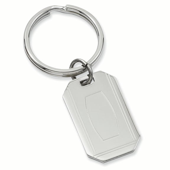 Rhodium-plated with Engravable Area Key Ring Size
