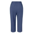 thumbnail image 5 of Audhol Linen Pants for Women High Waist Linen Capris for Women Drawstring Elastic Waist Harem Pant Basic Lightweight Linen Pant Lounge Pants Women Blue M, 5 of 5