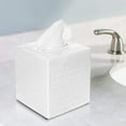 thumbnail image 5 of Monarch Abode Tissue Box Cover, Hand Hammered, Metal, Square Tissue Box Holder, White, 5 of 6