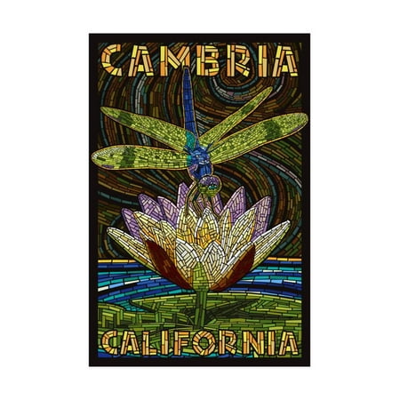 Pointillism Dragonfly Print - Cambiria, California - Dragonfly - Paper Mosaic Print Wall Art By Lantern Press