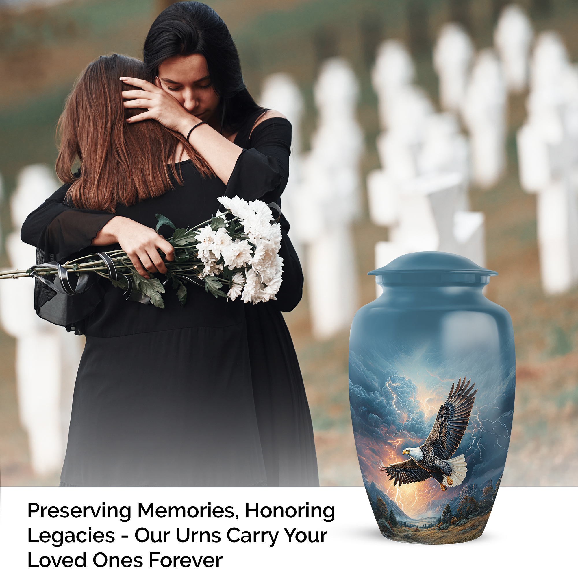 SABURIAL Eagle Urn - Large Burial Urn for Adult Human Ashes - Memorial Funeral Urns for Human Ashes Adult Female & Male - 10 Inch