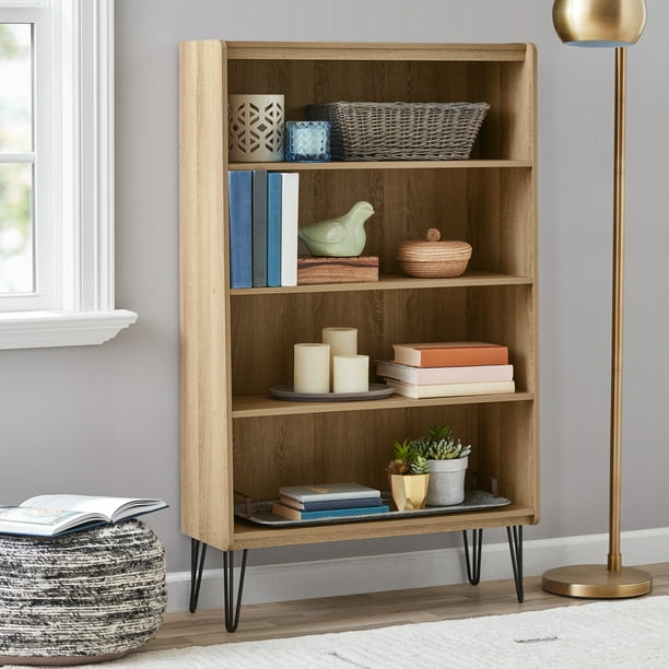 Mainstays Hairpin 4Shelf Bookcase, Oak