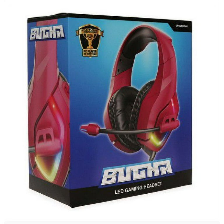 Bugha LED Gaming Headset w Microphone Red