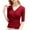 Red, variant on Mikilon Women V-Neck 3/4 Sleeve Shirts Solid Color Long Sleeve Slim Blouses/Tops