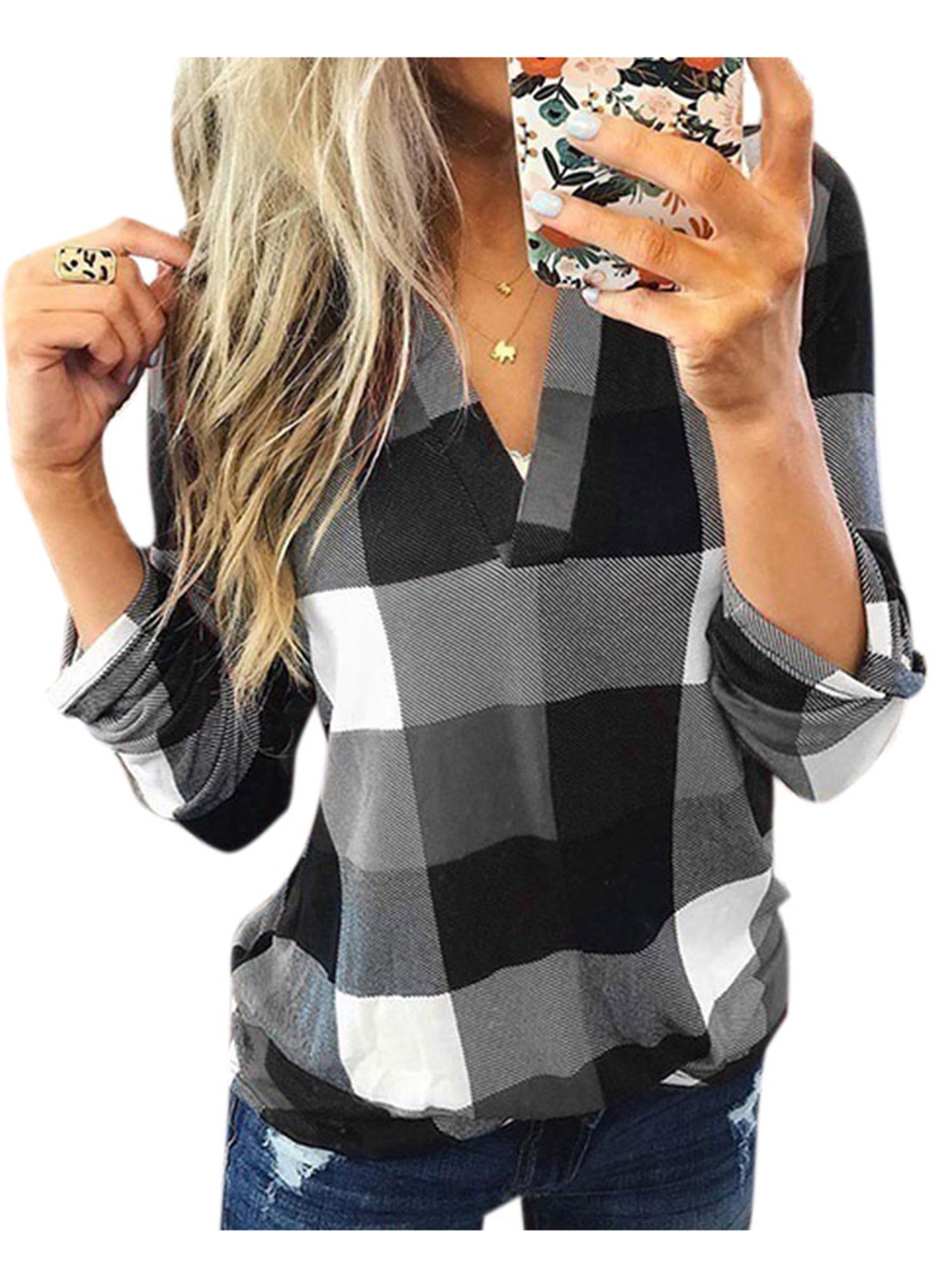 Aliexpress.com : Buy Women's Plaid Ruffle Blouse Spring 2018 V Neck Lace Up Woman Blouses Lady 