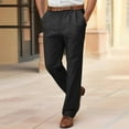 thumbnail image 2 of Stamzod Mens Work Pants with Pocket Fashion Solid Color Flat Front Business Casual Pants Officewear Lounge Loose Straight Dress Pants for Men Black L, 2 of 6