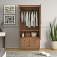 thumbnail image 5 of Armoire Wardrobe Closet for Bedroom, Wardrobe Cabinet with 3 Drawers and Hanging Rod, Wooden Armoire Closet for Living Room, Walnut, 5 of 10