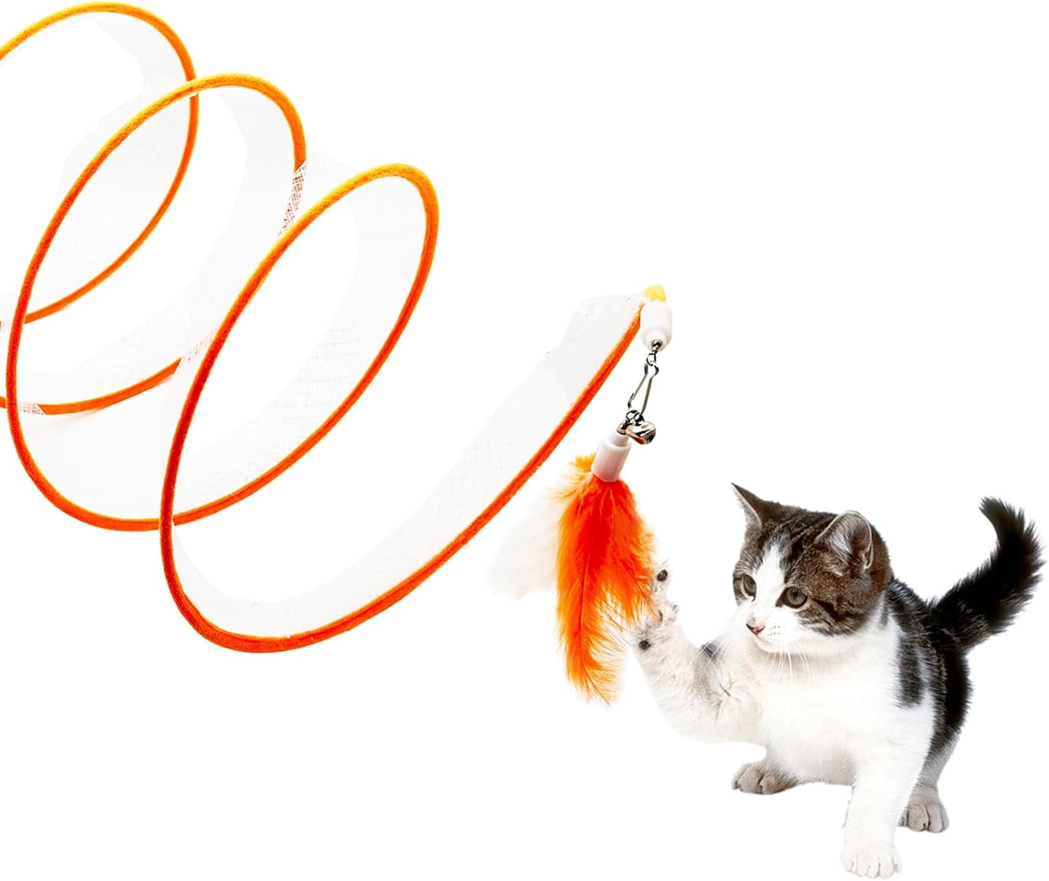 Self Play Cat Hunting Spiral Tunnel Toy, Folded Cat Spring Tunnel Toys for Indoor Cats (yellow2pcs)