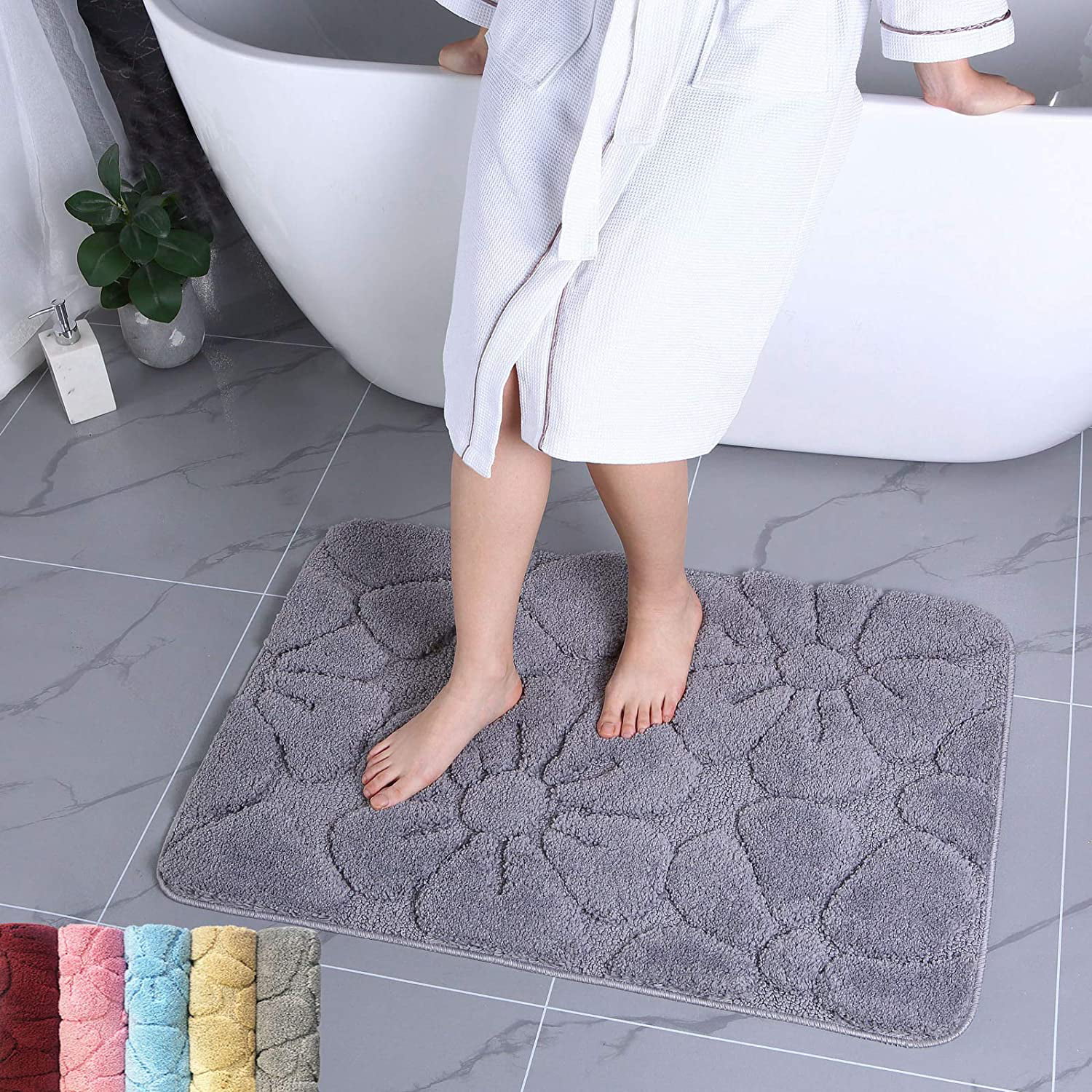 Rain Decor Microfiber Bath Mat with Non-Slip Backing