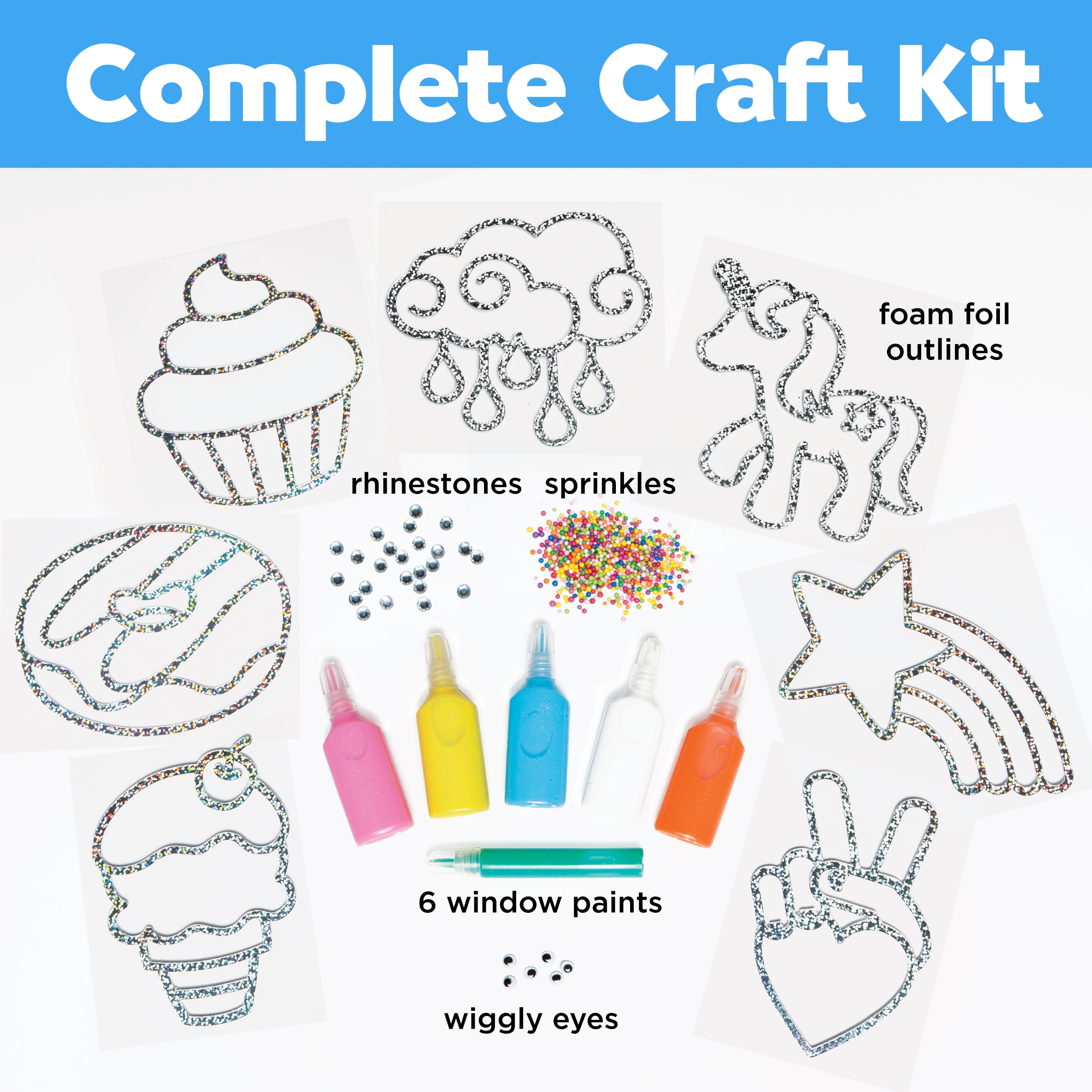 Creativity for Kids Easy Sparkle Window Art- Child, Beginner Craft Kit for Boys and Girls