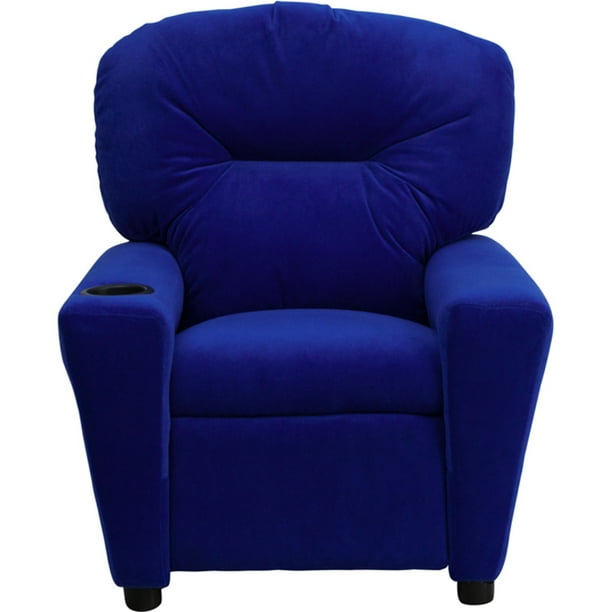 Flash Furniture Contemporary Blue Microfiber Kids Recliner with Cup
