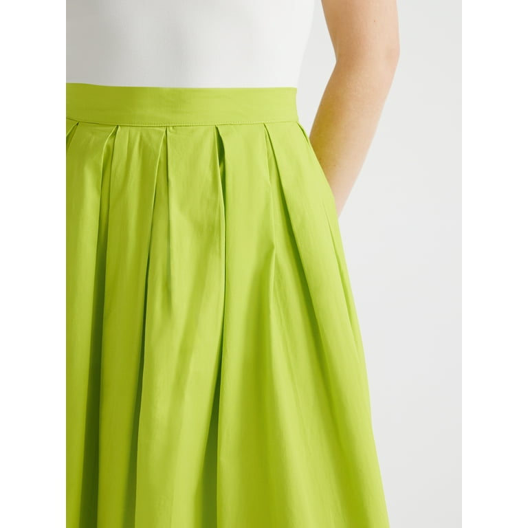 Bright yellow green pleated skirt normal with