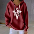 thumbnail image 1 of Chandails d'Automne Grande Taille pour Femmes, Sweat à Capuche Imprimé Spécial Épais à Rayures, Chandails Amusants Rouges TG, 1 of 4
