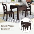 thumbnail image 3 of 3 Piece Dining Table Set, Wood Drop Leaf Dining Table Set with 2 X-Back Chairs for Small Places, Home Kitchen Furniture Dinette Set for 2 Person, Espresso, 3 of 7