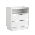 thumbnail image 3 of Prepac Simply Modern Nightstand Bedside Table, White Nightstand for Bedroom, End Table with 2 Drawers and Open Shelf 23.75" W x 26.75" H x 16" D, WDNR-1802-1, 3 of 9