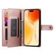 thumbnail image 6 of for iPhone 16 Plus Wallet Case with Crossbody Strap &  Card Holder, Fashion Flip PU Leather Magnetic Clasp Cover for Women Men, Zipper Pocket Purse Phone Case for iPhone 16 Plus, Pink, 6 of 8