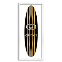 Stupell Industries Sleek Black Stripes Glam Designer Fashion Surfboard Framed Wall Art, 10 x 24, Design by Madeline Blake