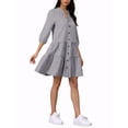 thumbnail image 4 of INSPIRE CHIC Women's Dress Plaid V Neck 3/4 Sleeve A-Line Dresses XS Black White, 4 of 7