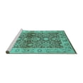 thumbnail image 2 of Ahgly Company Machine Washable Indoor Square Oriental Turquoise Blue Industrial Area Rugs, 8' Square, 2 of 4