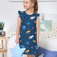 thumbnail image 4 of Balery Colorful Ocean Shark Camisón de princesa para niñas, pijama de algodón con mangas abullonadas, suave y bonito.-X-Large, 4 of 6
