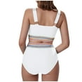thumbnail image 5 of UTSJKR Bikini Sets for Women High Waisted Two Piece Swimsuit Padded Knot Twist Cut Out Color Block Bathing Suit Bikinis White L, 5 of 8