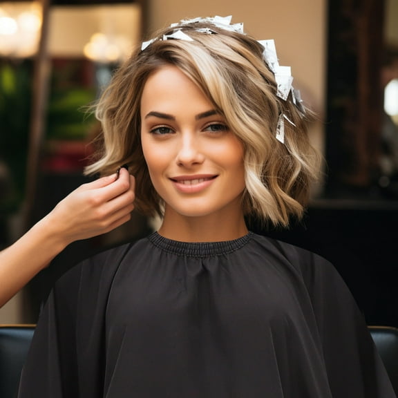 NICEXMAS Hair Cutting Cape Professional Salon Cape Black Polyester 1Pack 63X55In