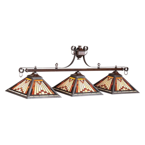 Decorative 54" Laredo 3-Light Billiard Hanging Light Fixture, Rustic Iron Finish