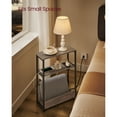 thumbnail image 3 of VASAGLE Side Table with Charging Station, Narrow End Table, 3-Tier Nightstand, Sofa Table for Small Spaces, Magazine Rack, for Living Room, Bedroom, Study, Heather Greige and Ink Black, 3 of 6