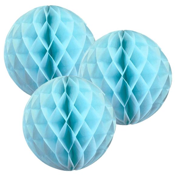 Matissa 14""(35CM) Paper Honeycomb Balls (Pack of 3) Several Colours Available (Baby Blue)