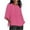 Hot Pink-06, variant on Mittory Women Plus Size Tops Summer Eyelet Shirt Casual 3/4 Sleeve Round Neck Loose Shirts Breathable Blouse