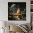 thumbnail image 2 of Designart "Rocketship Lunar Dream " Transportation Print on Natural Pine Wood, 2 of 5
