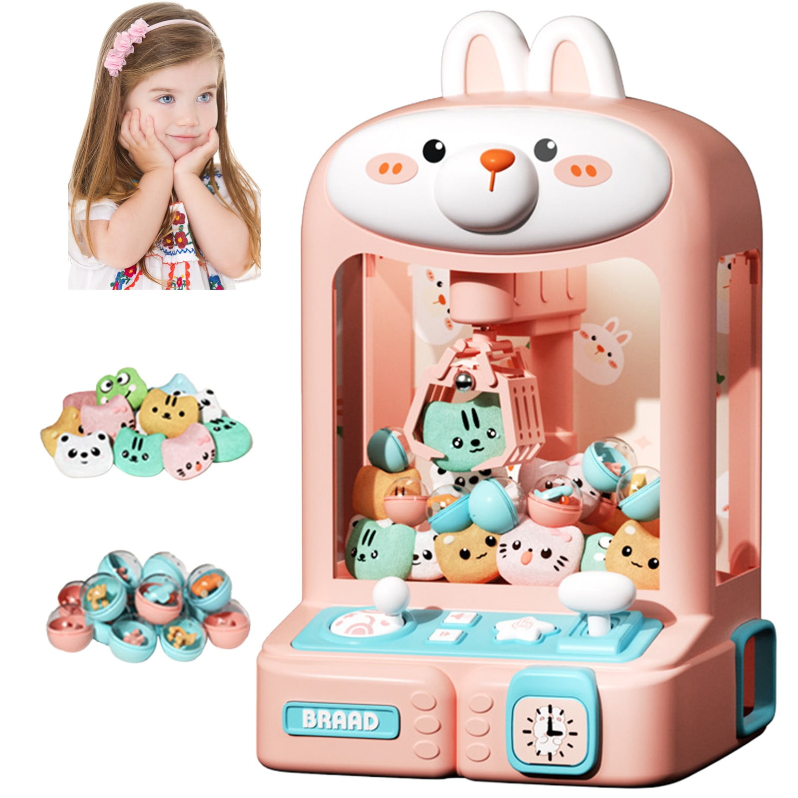 CYBIBO Claw Machine for Kids, Mini Claw Machine, Kids Claw Machine, Mini Home Crane Machine Toys, Electronic Arcade Game Dispenser Toy for Girls Boys Gift - Rabbit
