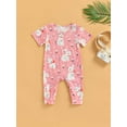 thumbnail image 2 of Seyurigaoka Baby Boy Girls Easter Jumpsuit Round Neck Bunny Print Toddler Short Sleeve Casual Romper Pants, 2 of 7
