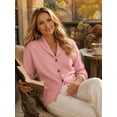 thumbnail image 4 of TGSLY Women's Shawl Collar Sweater Soft Smooth V Neck Button Down Long Sleeve Knit Cardigan Oversize Casual Solid Color Fall Winter Outerwear XL, 4 of 6