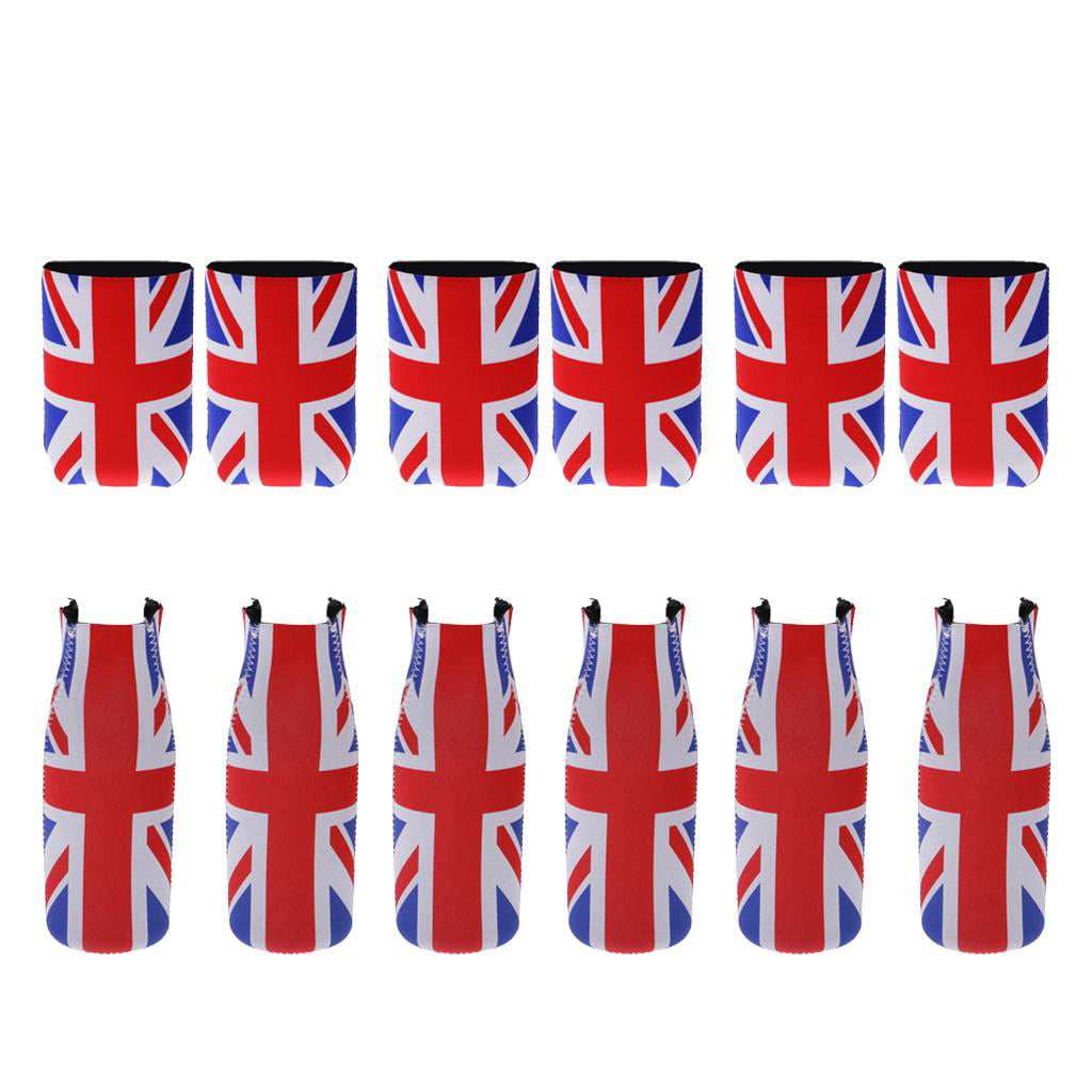 1 Pair Union Jack Britain UK Flag Beer Soda Holder Beverage Cooler Wedding Favor 