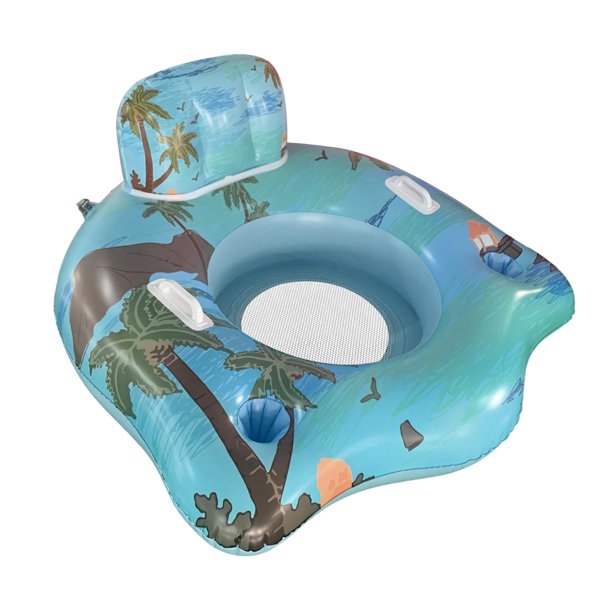 Piscina inflable Silla flotante Tubos de agua Río flotante con portavasos Baoblaze Flotador de tumbona de piscina Verde