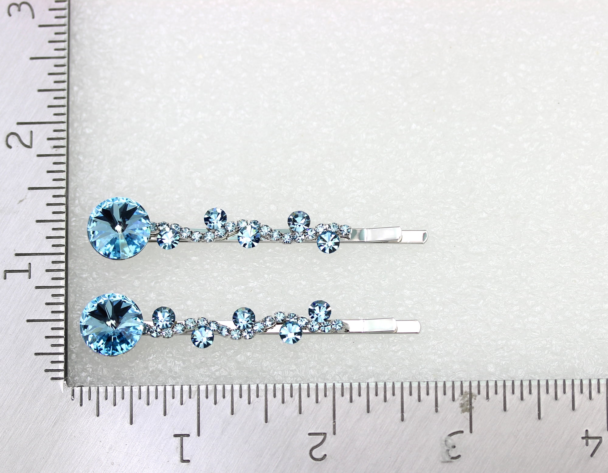 Faship  A Pair Of Aqua Premium Rhinestone Crystal Floral Hair Clips 2 Pcs Pins