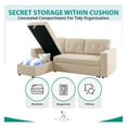 thumbnail image 4 of Naomi Home Laura Velvet Reversible Sleeper Sectional Sofa with Storage Chaise, Pull-Out Bed, Beige Upholstery, Apartment-Friendly Couch, 4 of 9
